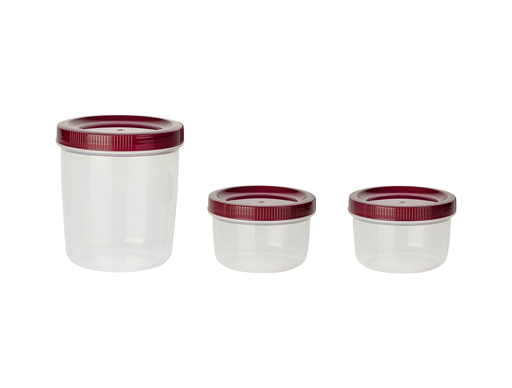 Набор контейнеров Dieppe из 3 шт., 10,2x10,2x11,3 см. - сливовый
