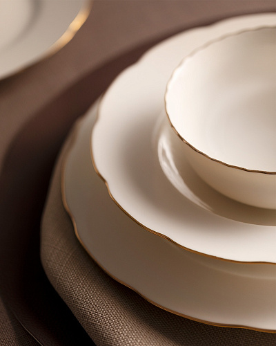 Набор посуды Amabella из 24 предметов - бело-золотистый