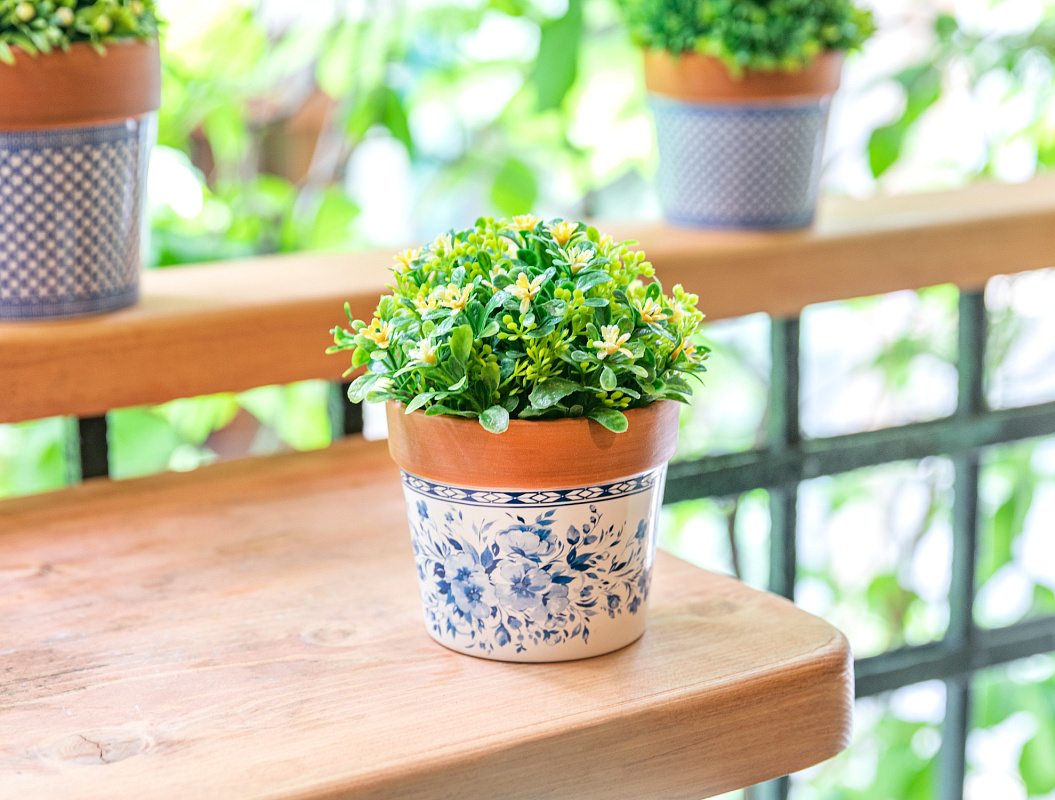 Кашпо Darcia 10,5x10,5x9 см. - белый / синий