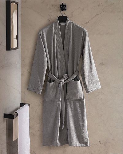 Халат банный унисекс серый