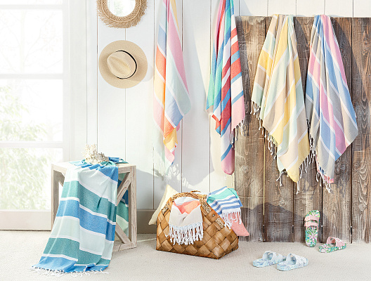 Полотенце Tilda Peshtemal 90x160 см. - синее / красное