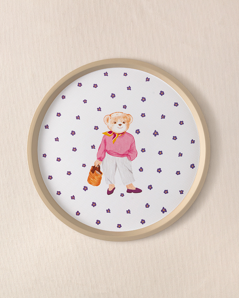 Круглый поднос Patrice Bear 36x36x1,5 см. - бежевый / белый