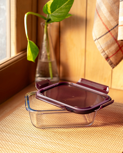 Ланчбокс Modena прямоугольный с крышкой, 650 мл. - боросиликатное стекло, пластик