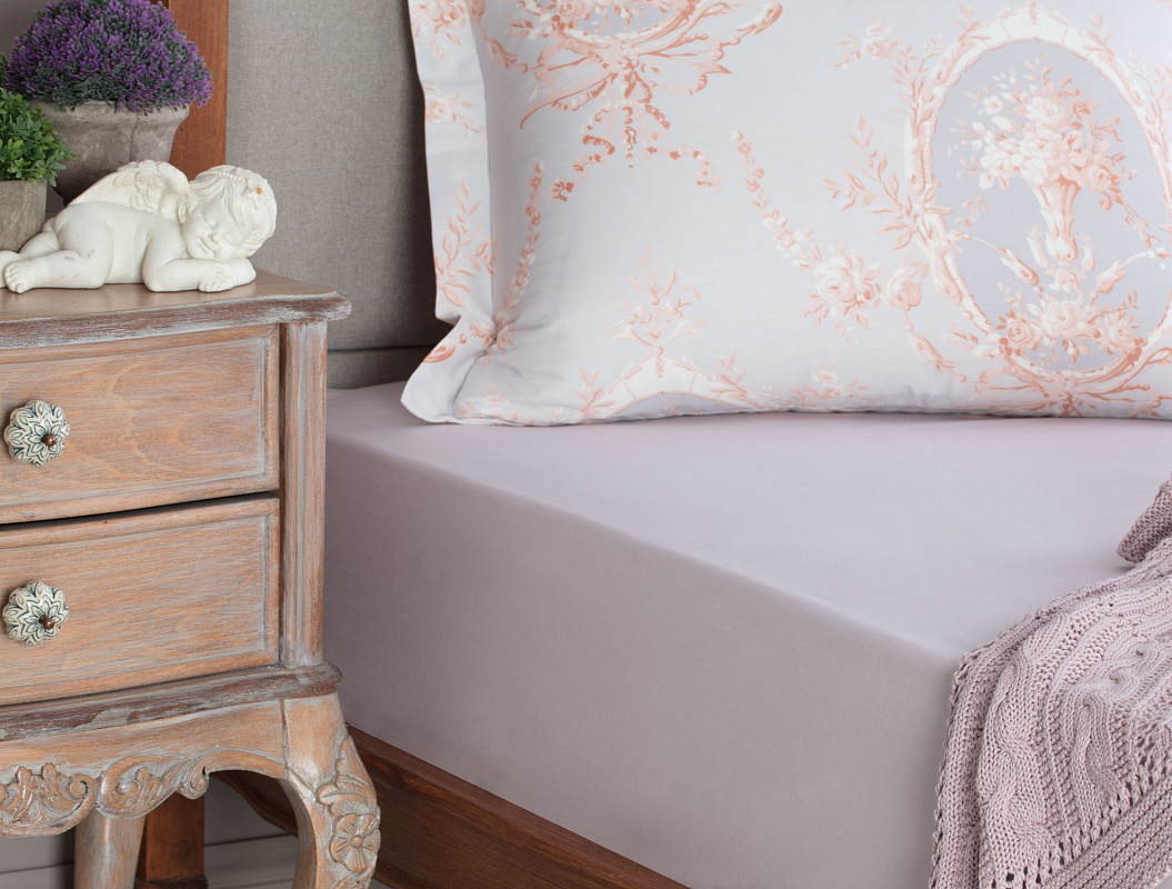 Простыня двуспальная на резинке Manon Ranforce 180x200 см, - хлопок