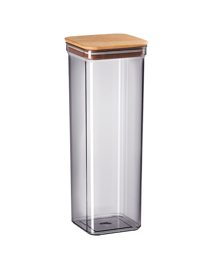 Контейнер Kaviera, с деревянной крышкой, 2100 мл, из 2 шт - серый