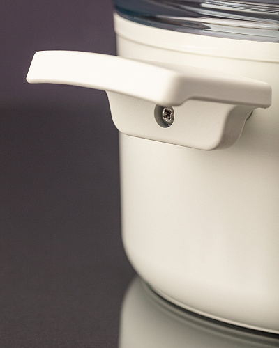 Набор посуды Nano Ceramic из 7 шт., 18-22-26 см. - Темно-серый / Белый