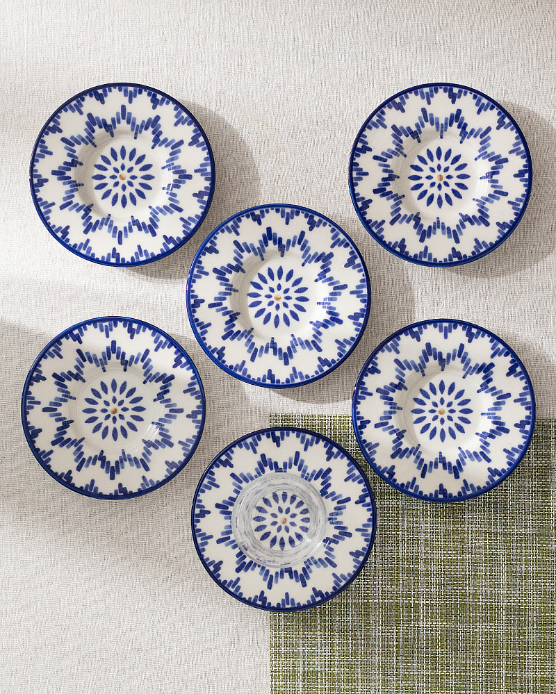 Набор фарфоровых чайных блюдец Luxe Mixte из 6 шт., 13x13 см - синий