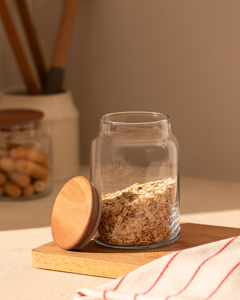Банка Florence с деревянной крышкой 890 мл. - стекло, дерево
