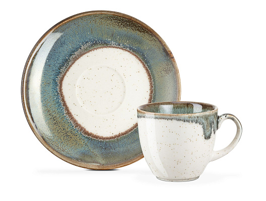 Кофейный набор Mathilda из 2 чашек и 2 блюдец, фарфор, 90мл - бежевый