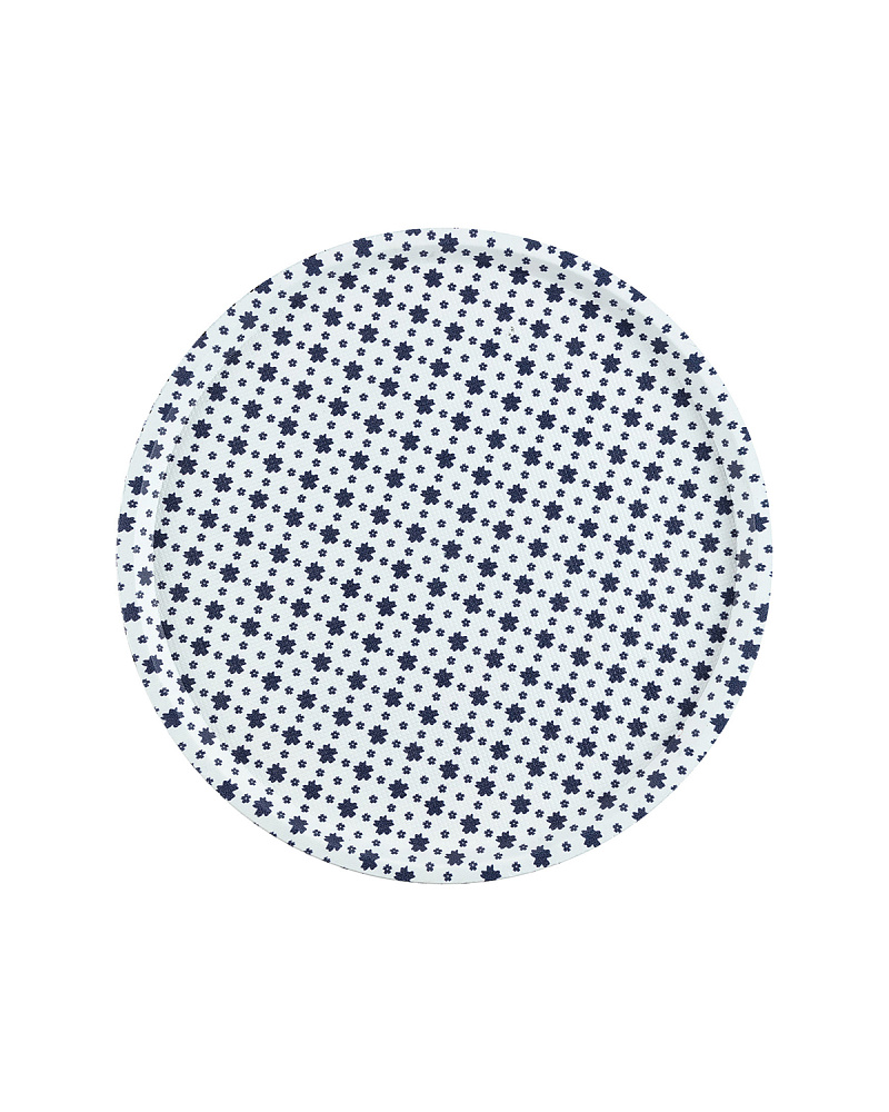 Круглый поднос Rêve Bleu Fleur 36,5x36,5x2 см. - белый / синий