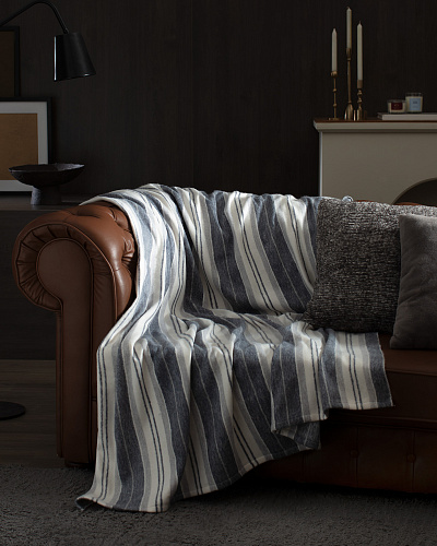 Плед Nanny 130x170 см. - серый / синий