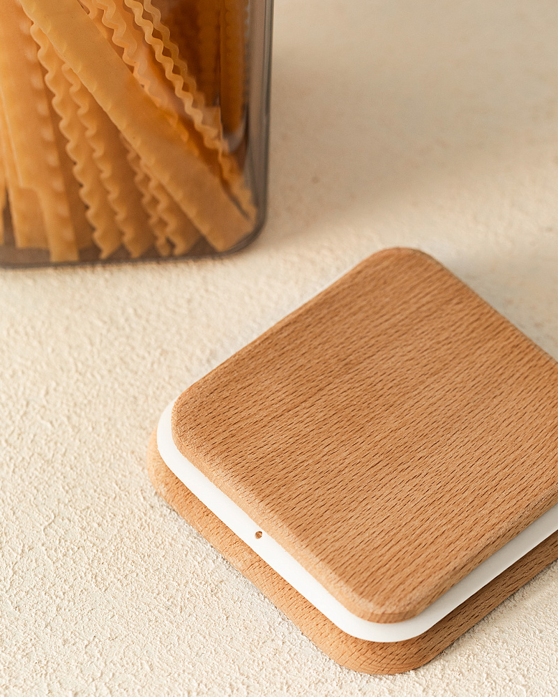 Контейнер Kaviera, с деревянной крышкой, 2100 мл, из 2 шт - серый