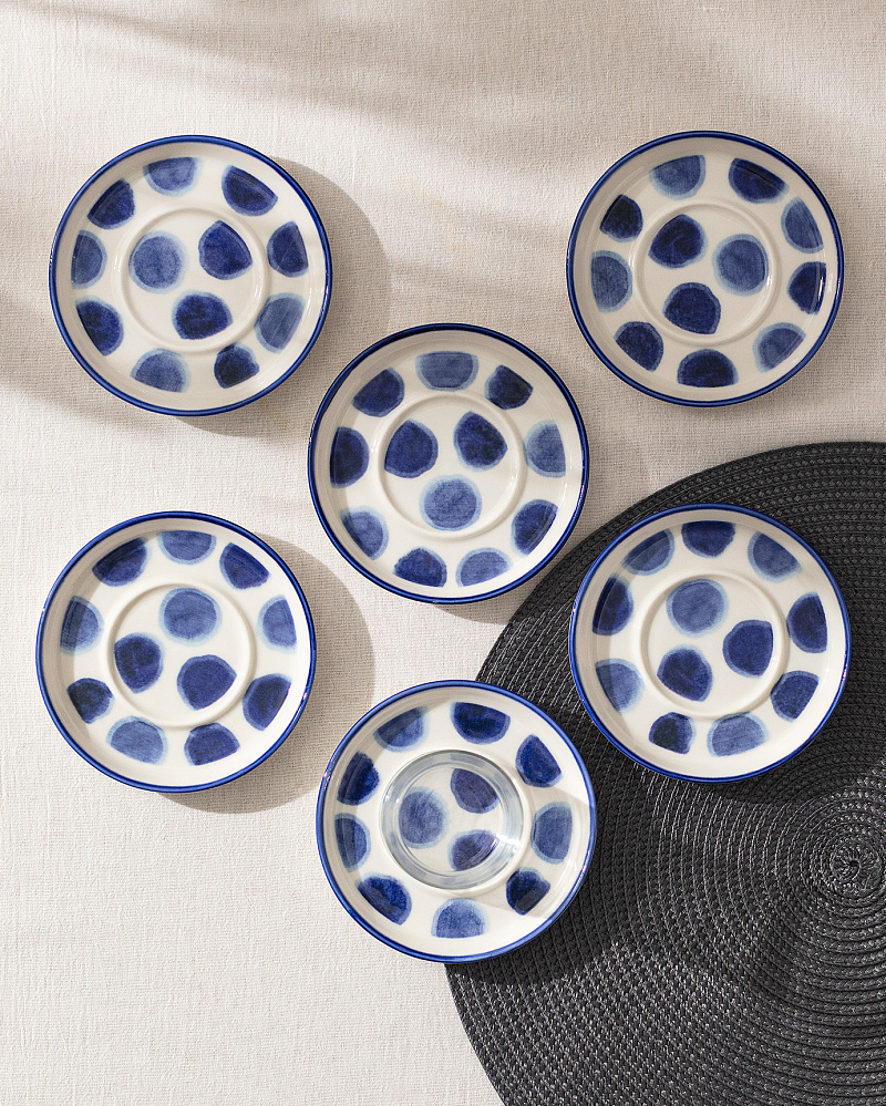 Набор фарфоровых чайных блюдец Grand Rond из 6 шт., 12x12 см - синий