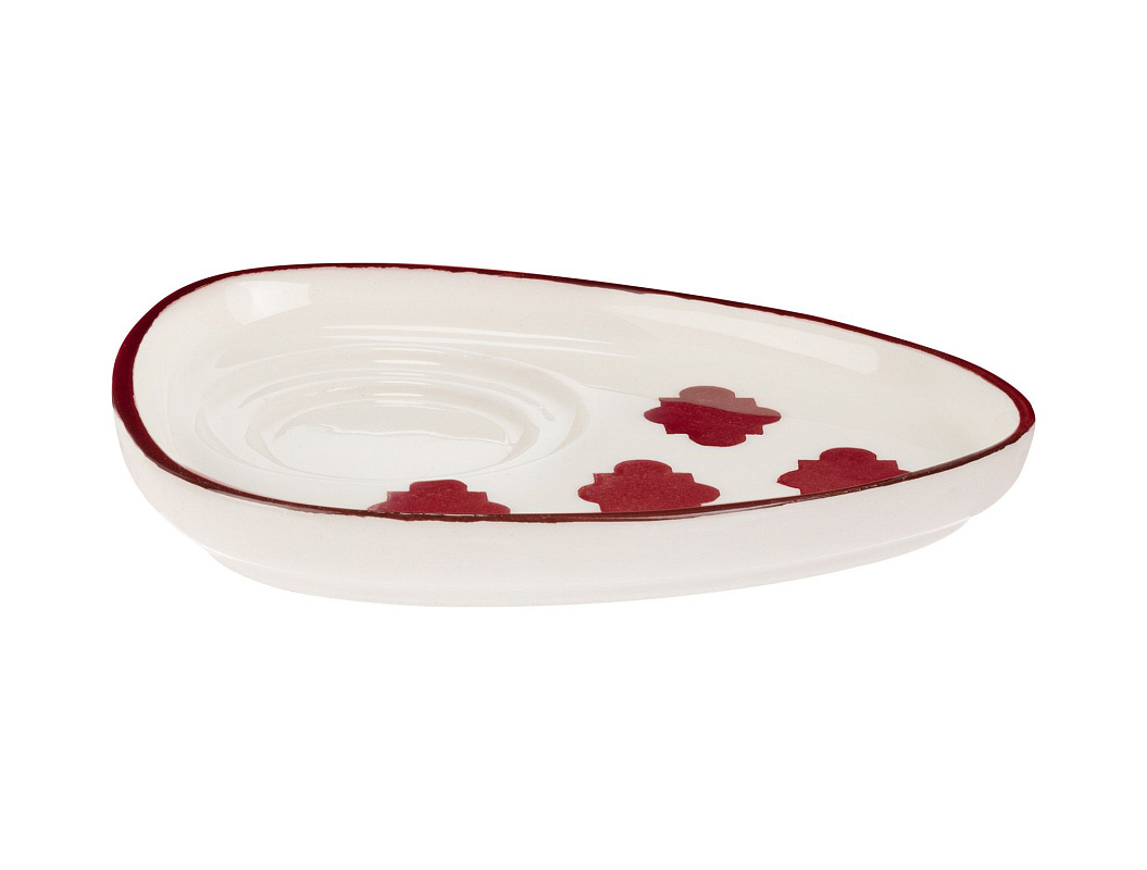 Блюдо керамическое Vie Rouge Oiseau 15 см - белое / красное