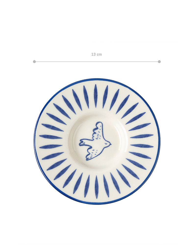 Набор фарфоровых чайных блюдец Luxe Oiseau из 6 шт., 13x13 см - синий