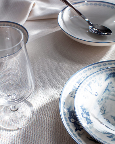 Обеденный сервиз Nova из 24 шт., 15-25 см. - белый / синий