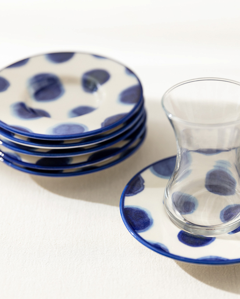 Набор фарфоровых чайных блюдец Luxe Rond из 6 шт., 13x13 см - синий