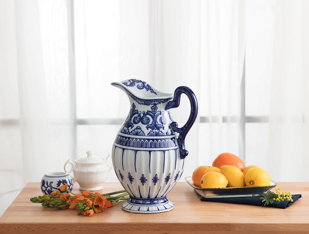 Ваза Calais Bleu Blanc 22,5x17,5x30 см, фарфор