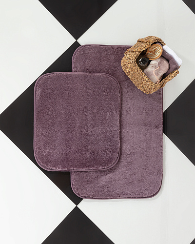 Комплект из 2 ковриков для ванной Carol 50x80см и 45x50см - темно-сливовый