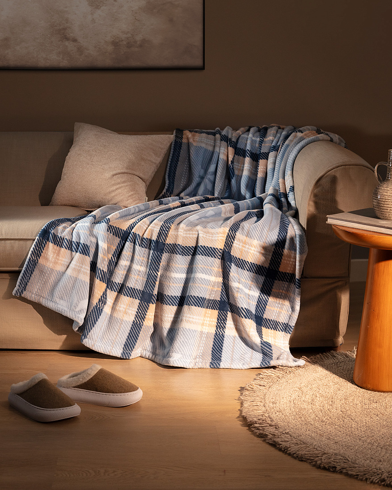 Плед Delit Welsoft 130x170 см, - голубой/бежевый