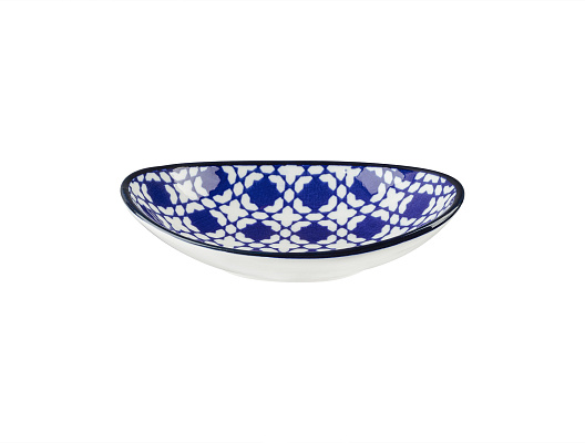 Овальная тарелка c ручкой Reve Brest New Bone China 16x9x3 см - синяя