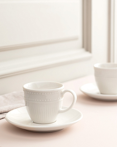 Кофейный набор Soleil из 2 чашек и 2 блюдец, фарфор, 90мл - белый
