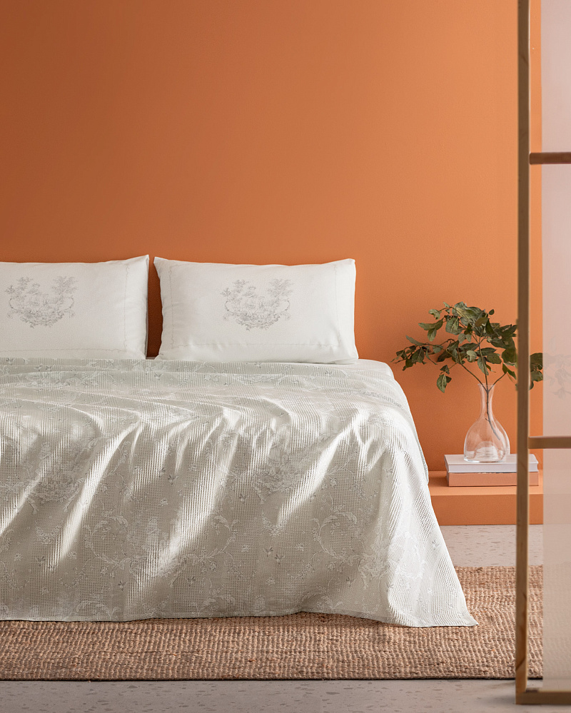 Комплект постельного белья двуспальный Arlette с вафельным покрывалом 240x260 см, - хлопок, лиоцелл