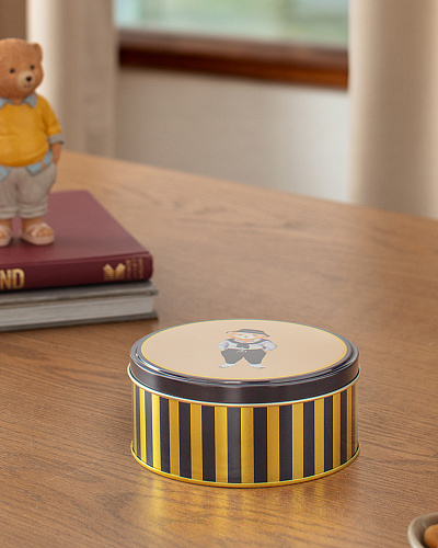 Круглая металлическая коробка Billie 13,3x13,3x6 см. - синяя