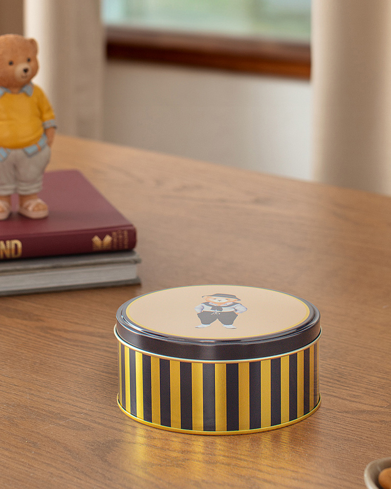 Круглая металлическая коробка Billie 13,3x13,3x6 см. - синяя