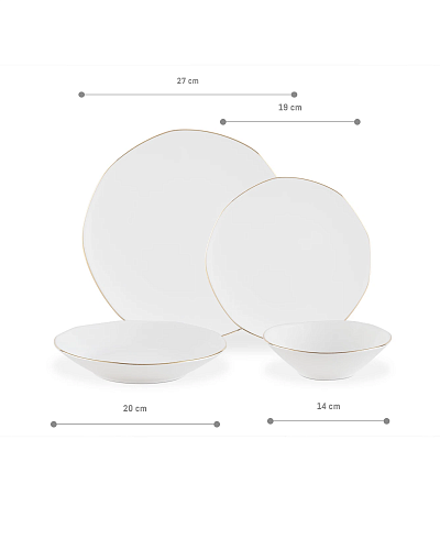 Столовый сервиз Collin из 24 шт. - белый / золотистый