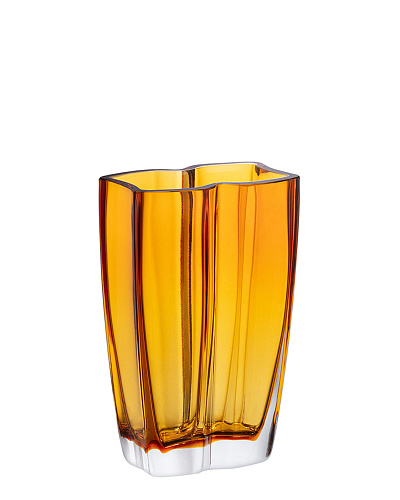 Ваза стеклянная ручной работы 16х25см - золотой