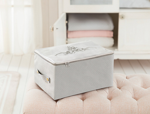 Сумка для хранения с цветочным принтом 30x22x18 см, - серая