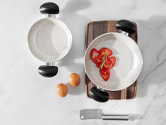 Набор из двух алюминиевых сковородок Gordes без крышек диаметр 16см + 20см - кремовый