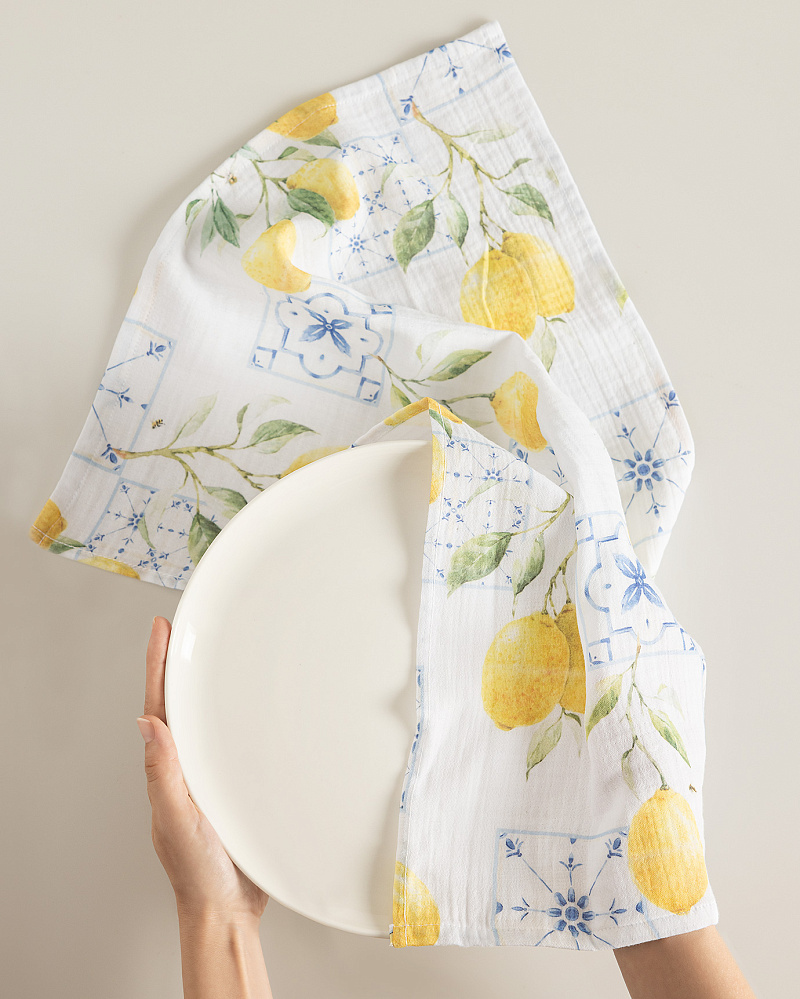Полотенце кухонное Carine 40x60 см. - белое / желтое