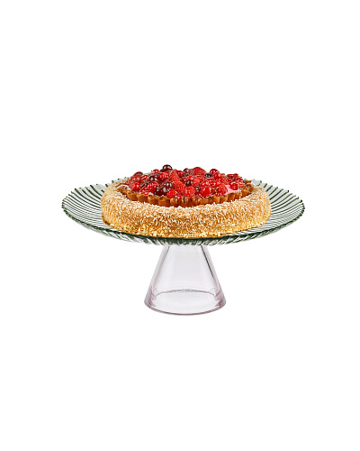 Подставка для торта Soleil на ножке 28x12 см. - зеленая