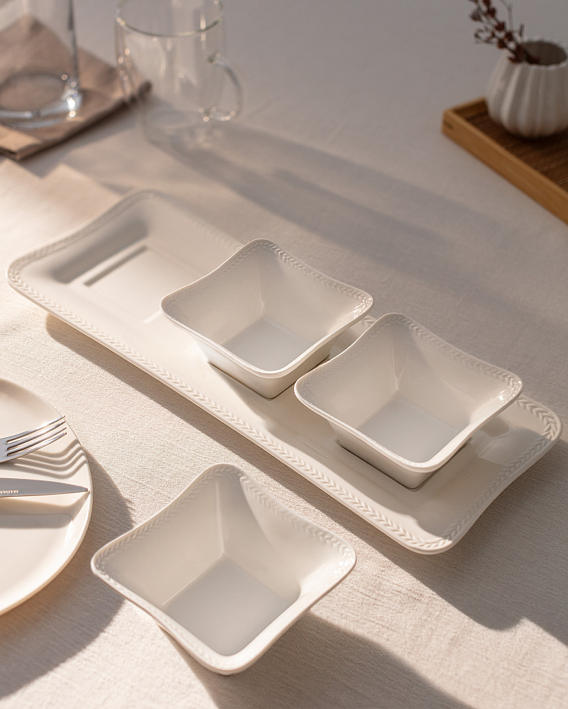 Набор из 4 фарфоровых блюд New Petit Concept, 37,2x14,3x5,8см