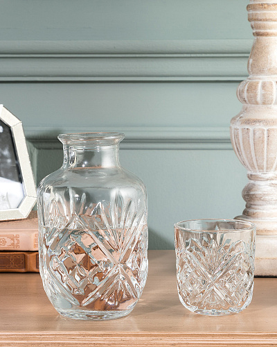 Графин Aron с бокалом-крышкой 9,3x9,3x20 см. - прозрачный