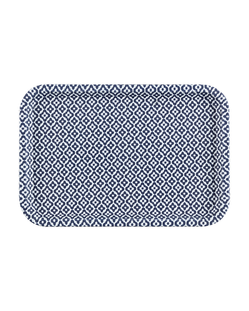 Прямоугольный поднос Rêve Bleu Tuyau 31x21x2 см. - белый / синий