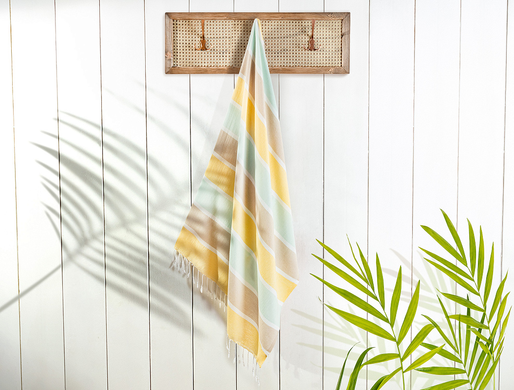 Полотенце Tilda Peshtemal 90x160 см. - желтое / зеленое