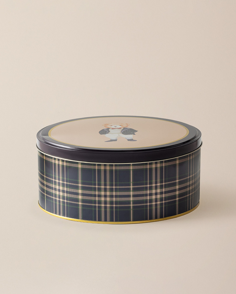 Круглая металлическая коробка Billie 24x24x10 см. - синяя