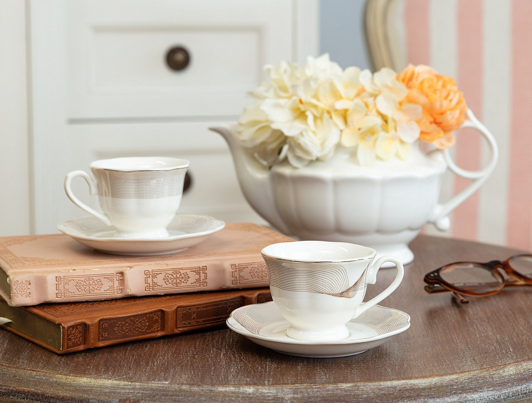 Кофейный набор фарфоровый Piquant из 4 чашек, 100мл - белый