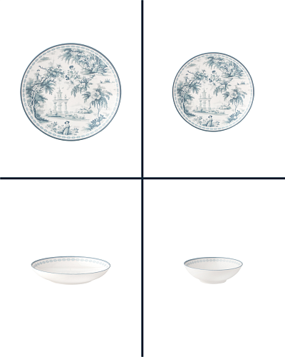 Обеденный сервиз Nova из 24 шт., 15-25 см. - белый / синий