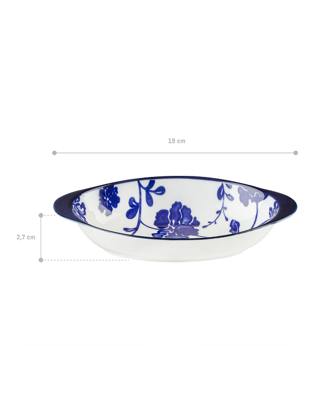 Тарелка Rêve Bleu Petite Angers с ручкой 19x10,3x2,7 см. - белая / синяя