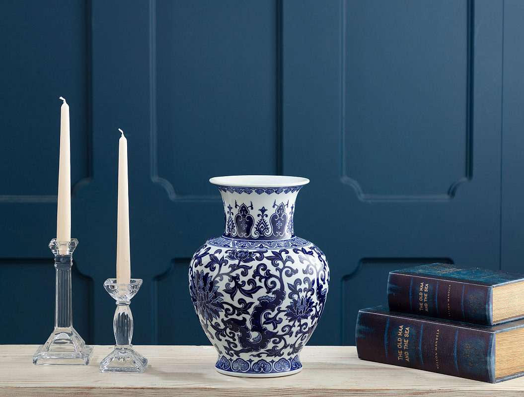 Ваза Drancy Bleu Blanc 20x20x30 см, фарфор