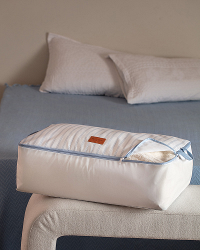 Органайзер для хранения белья Nuage на молнии 64x45x22 см. - белый / голубой