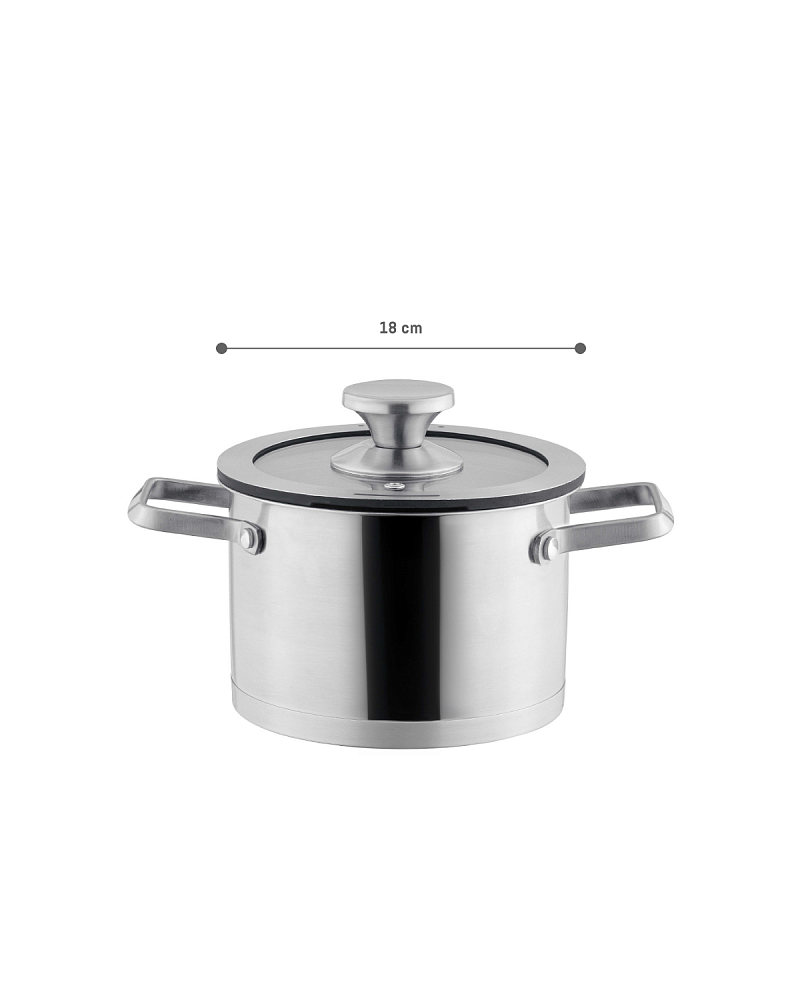 Кастрюля Raye с крышкой 18x11,5 см. - нержавеющая сталь