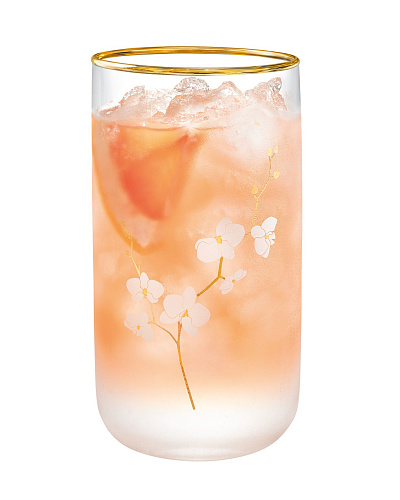 Набор стеклянных стаканов для напитков Musette Branche D'Amour Gold из 4 шт., 365мл