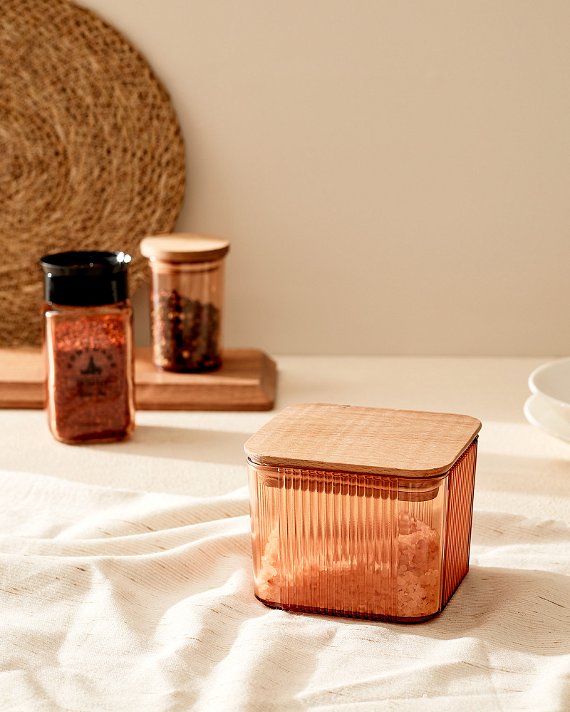 Контейнер для хранения Renard с деревянной крышкой 500 мл. - дерево, пластик