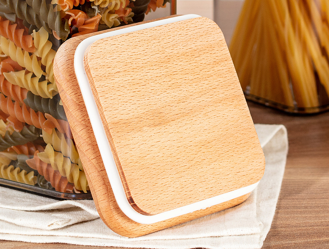 Контейнеры для хранения Kaviera Wooden Lid из 2 шт., 1500 мл. - серые