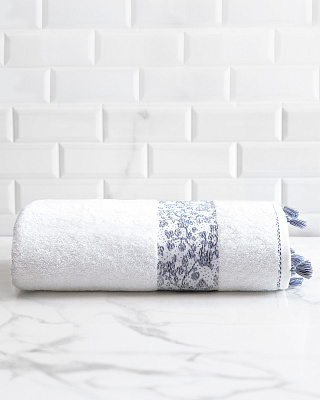 Банное полотенце Fayette Luxury Collection 70x140 см. - белое / синее